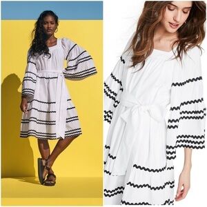 LISA MARIE FERNANDEZ Boho Tropical Resort Flare Bell Sleeve Tiered Midi Dress S